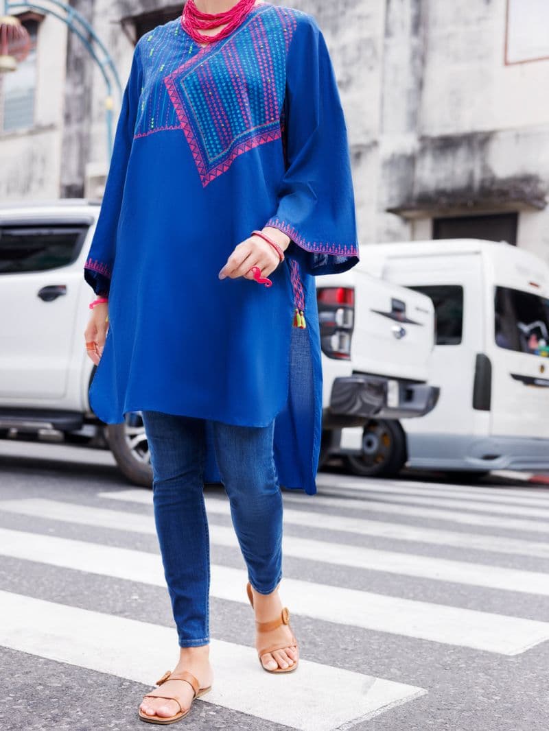 Blue Dyed Lawn Tunic thumbnail