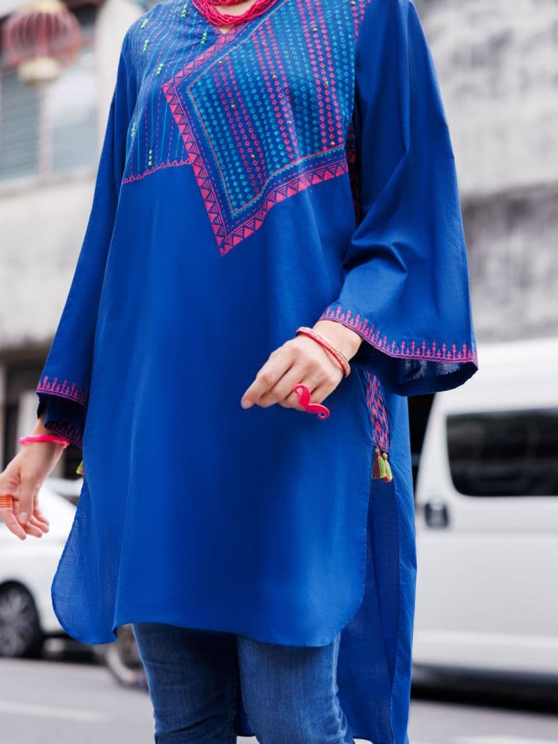 Blue Dyed Lawn Tunic thumbnail