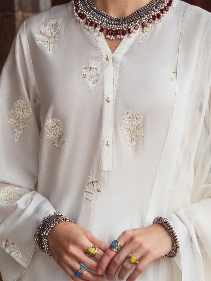 Off White Lawn Kurti
