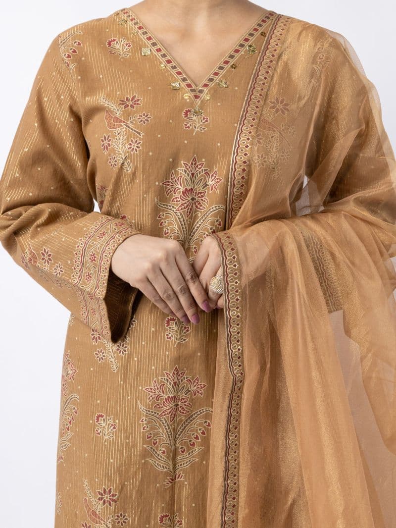 Golden Lurex Formal 3Pc Stitched thumbnail