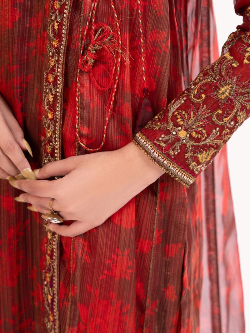 Maroon Mesuri Formal 3Pc Stitched thumbnail