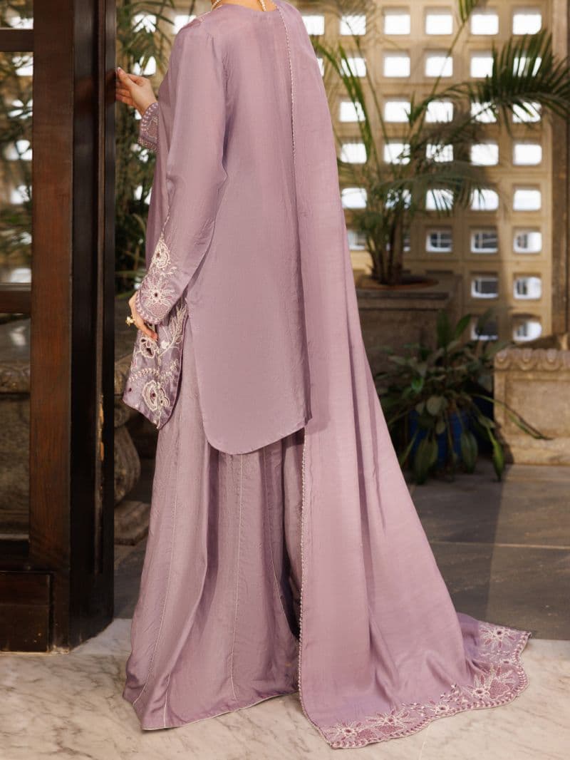Light Purple Taffeta Silk Formal 3Pc Stitched