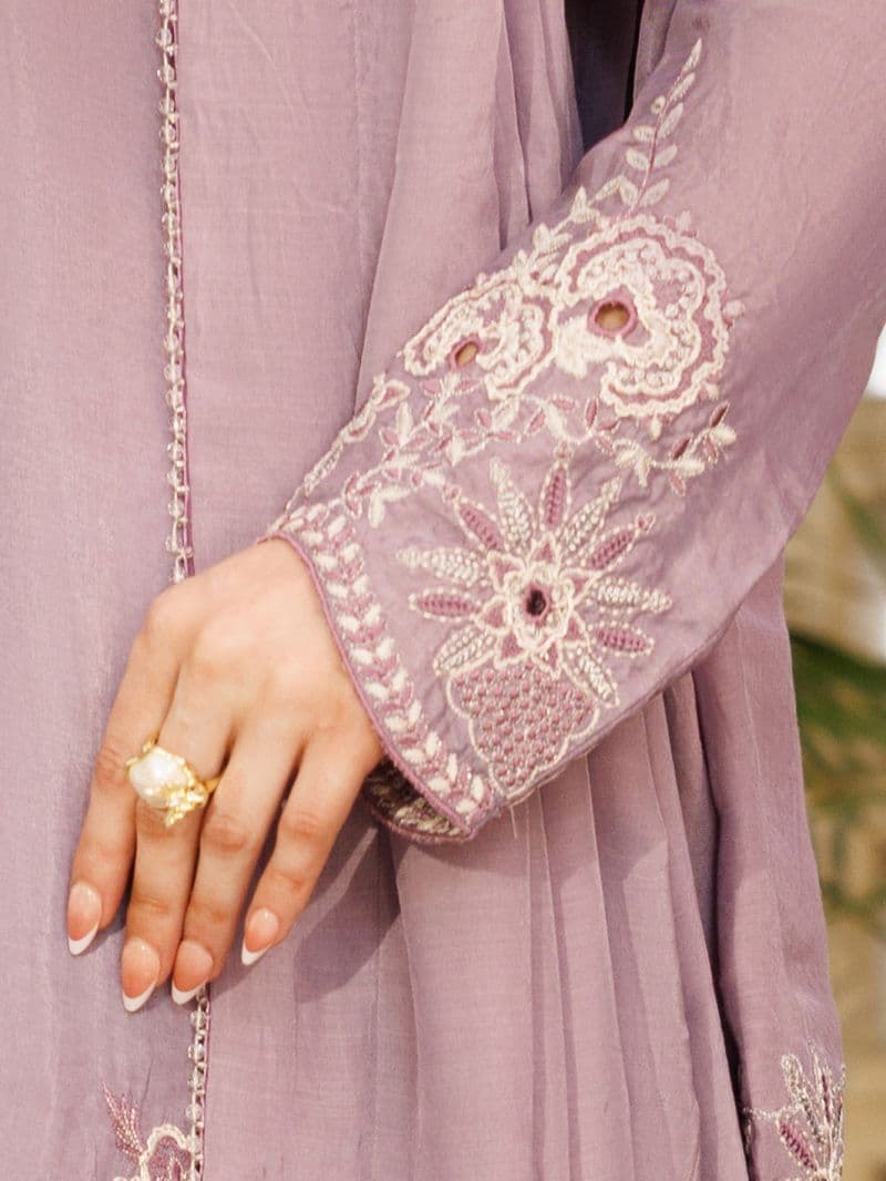 Light Purple Taffeta Silk Formal 3Pc Stitched