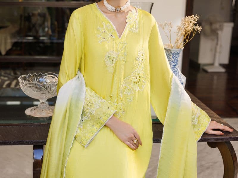Lemon Sheesha Silk Formal 3Pc Stitched thumbnail