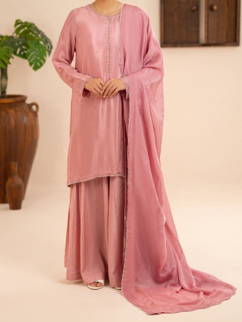 Light Pink Sheesha Silk Formal Stitched 3Pc