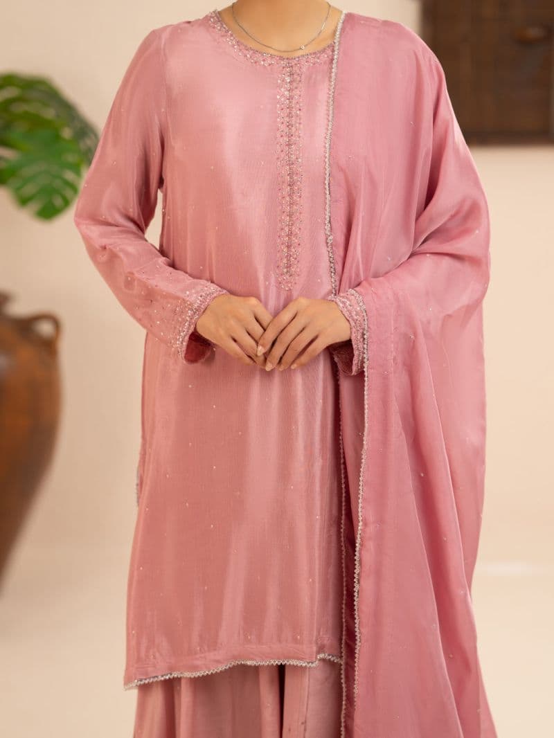 Light Pink Sheesha Silk Formal Stitched 3Pc
