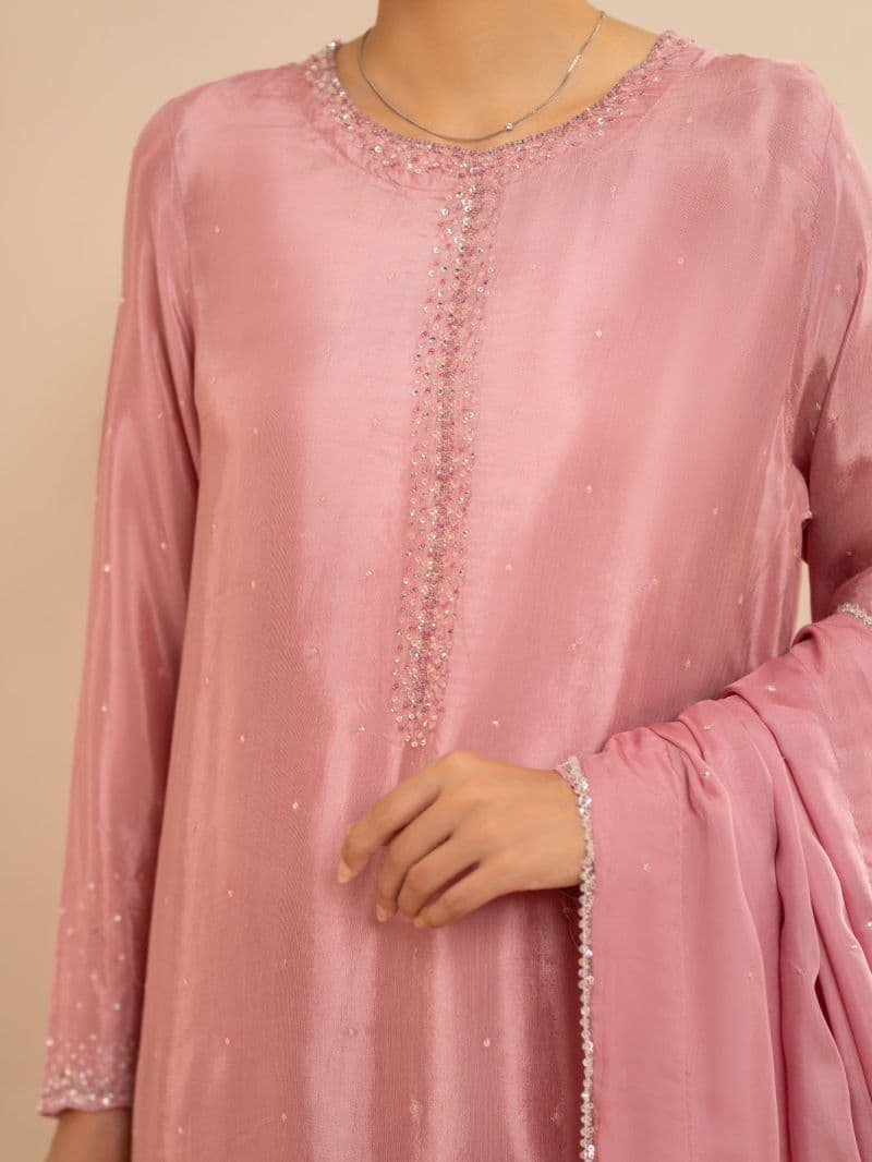 Light Pink Sheesha Silk Formal Stitched 3Pc