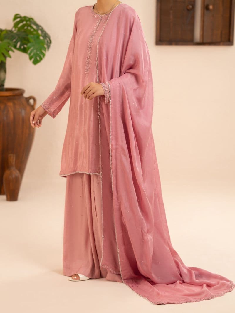Light Pink Sheesha Silk Formal Stitched 3Pc
