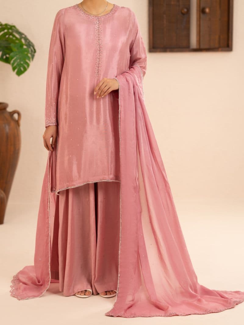 Light Pink Sheesha Silk Formal Stitched 3Pc