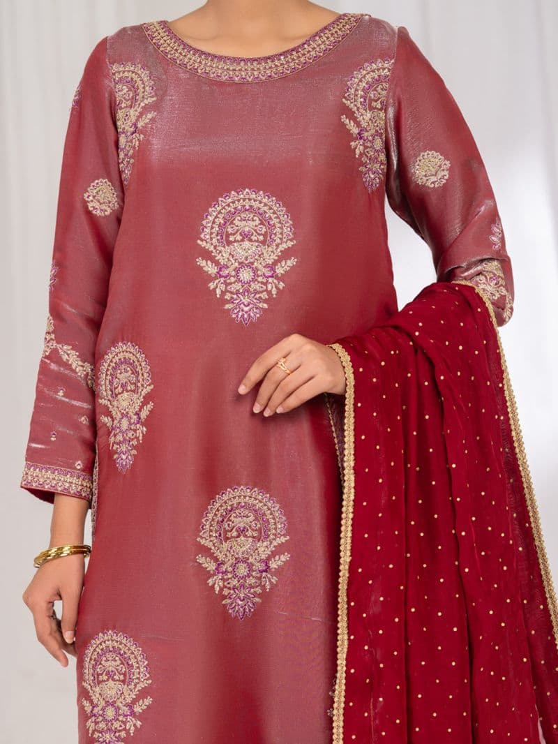Pink Embroidered Chiffon Ready-to-Wear Suit (LS-633) thumbnail