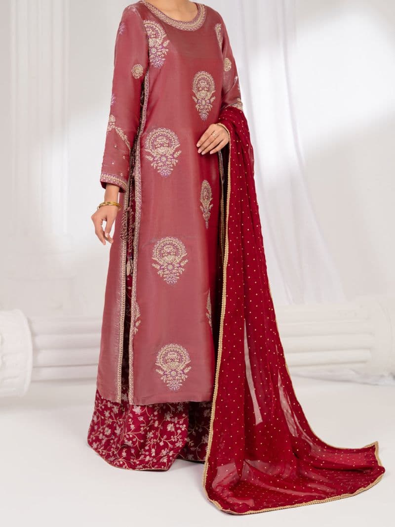 Pink Embroidered Chiffon Ready-to-Wear Suit (LS-633) thumbnail