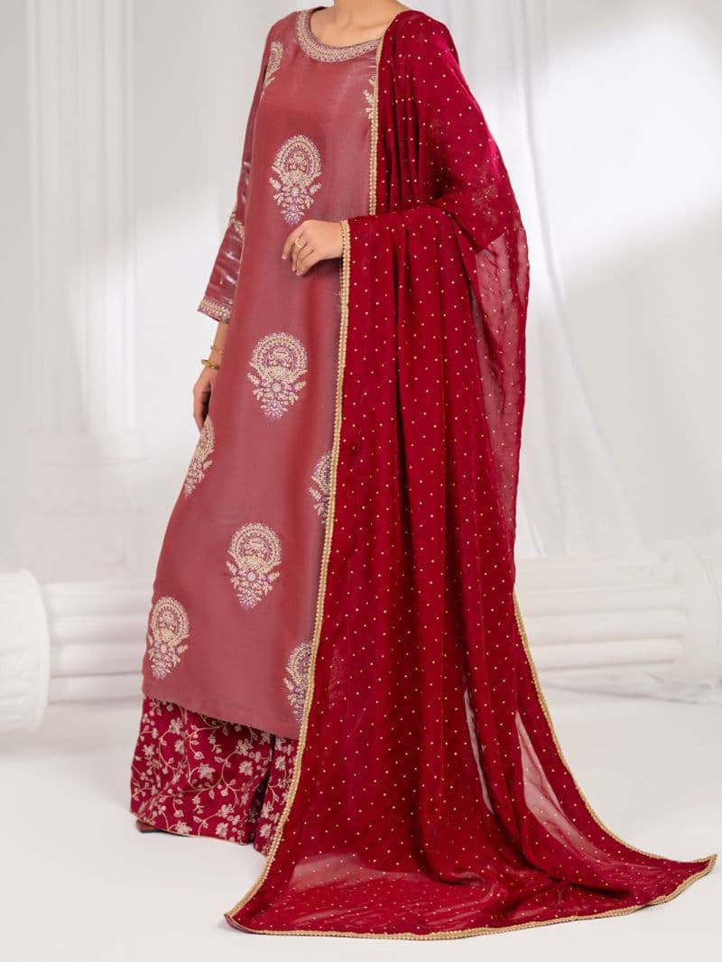 Pink Embroidered Chiffon Ready-to-Wear Suit (LS-633) thumbnail