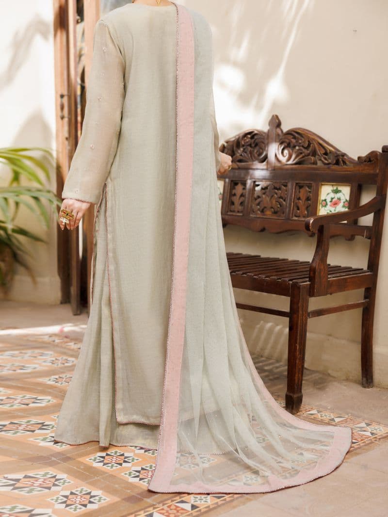Pistachio Green Formal Mesuri Zari Stitched 3Pc thumbnail