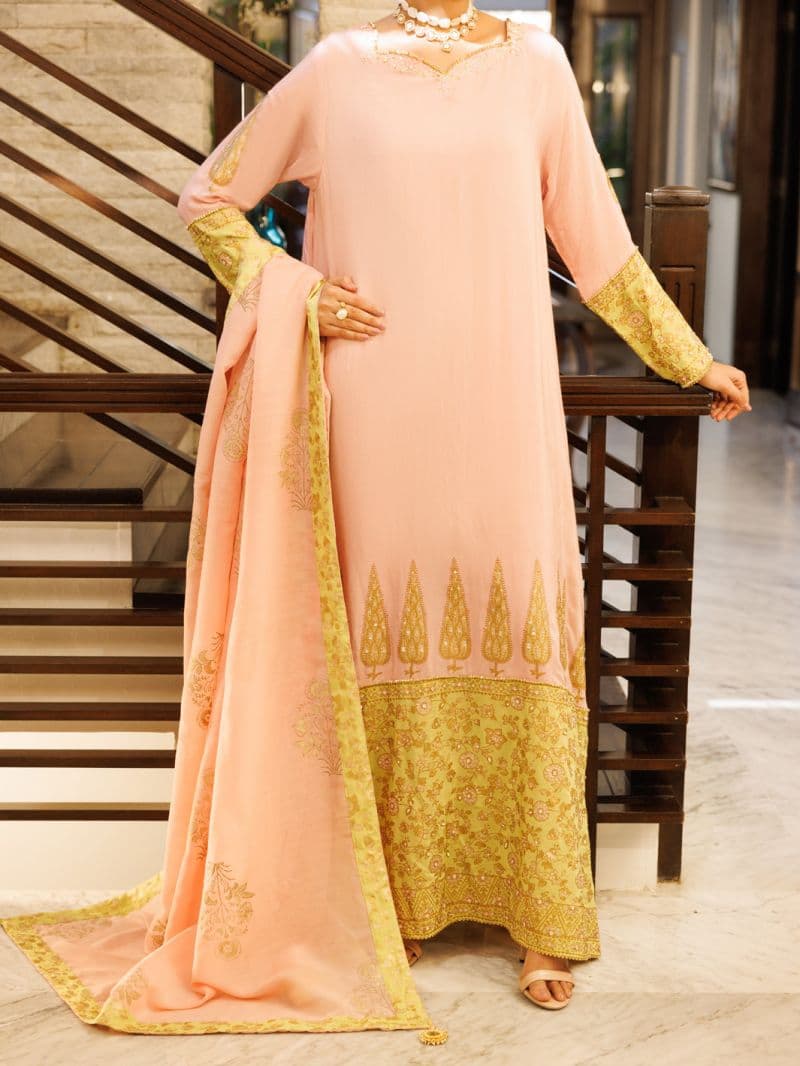 Pink Viscose Sheesha Silk Formal Stitched 3Pc