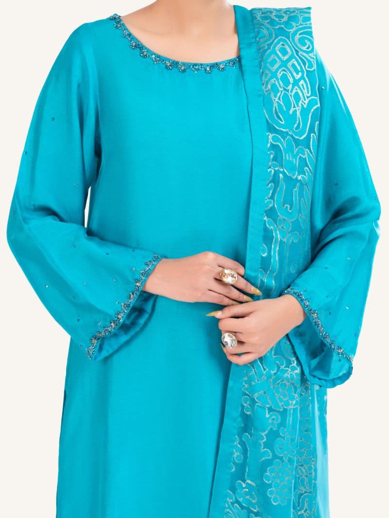 Sea Green Sheesha Silk Formal 3Pc Stitched thumbnail