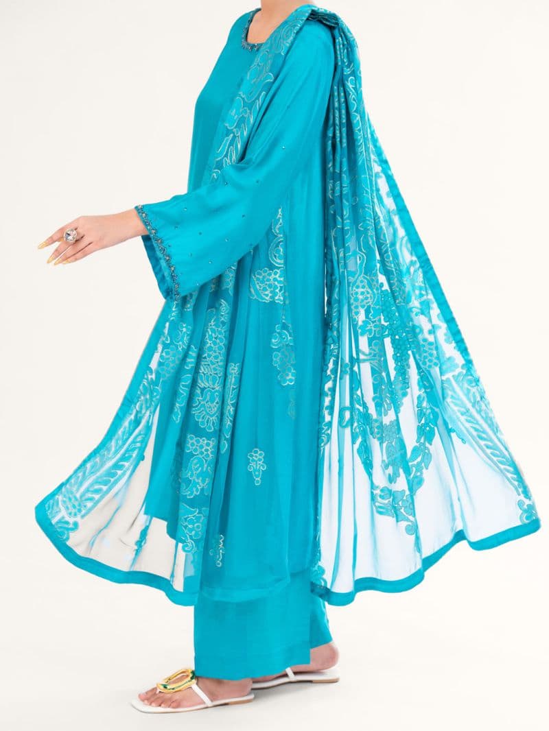 Sea Green Sheesha Silk Formal 3Pc Stitched thumbnail