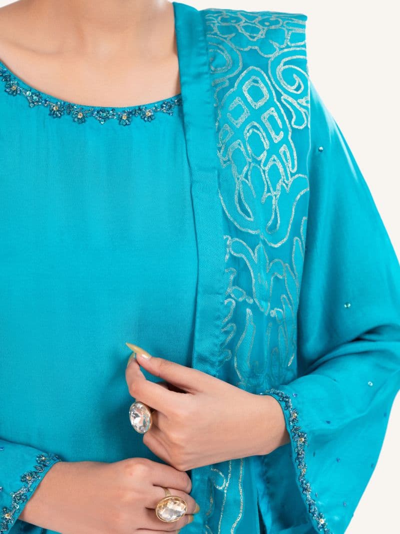 Sea Green Sheesha Silk Formal 3Pc Stitched thumbnail