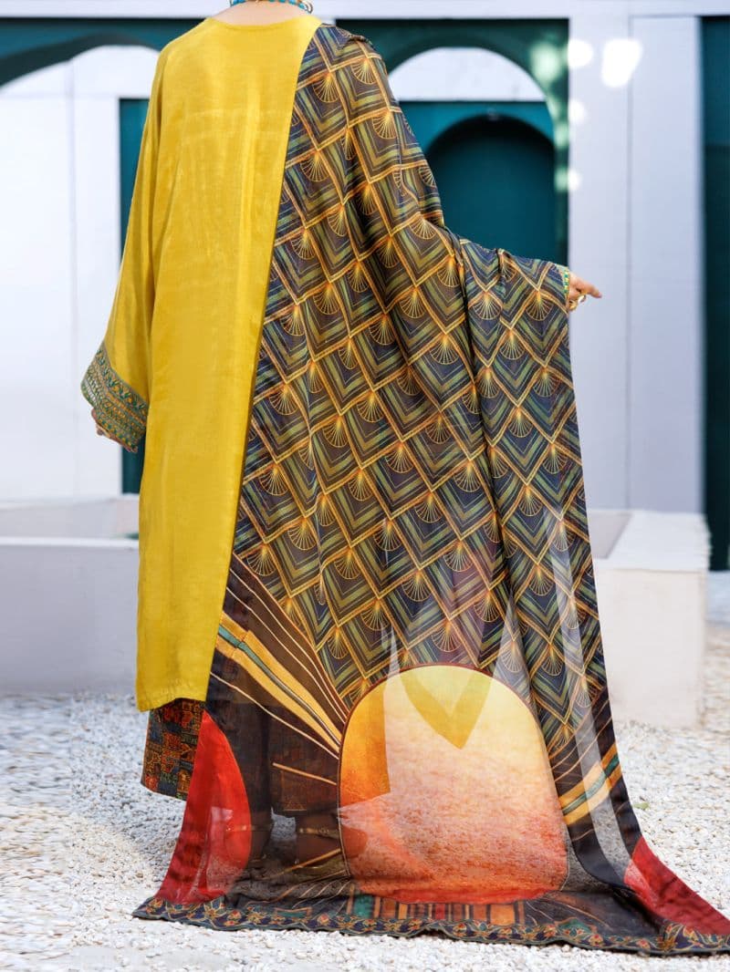 Yellow Raw Silk Formal 3Pc Stitched thumbnail