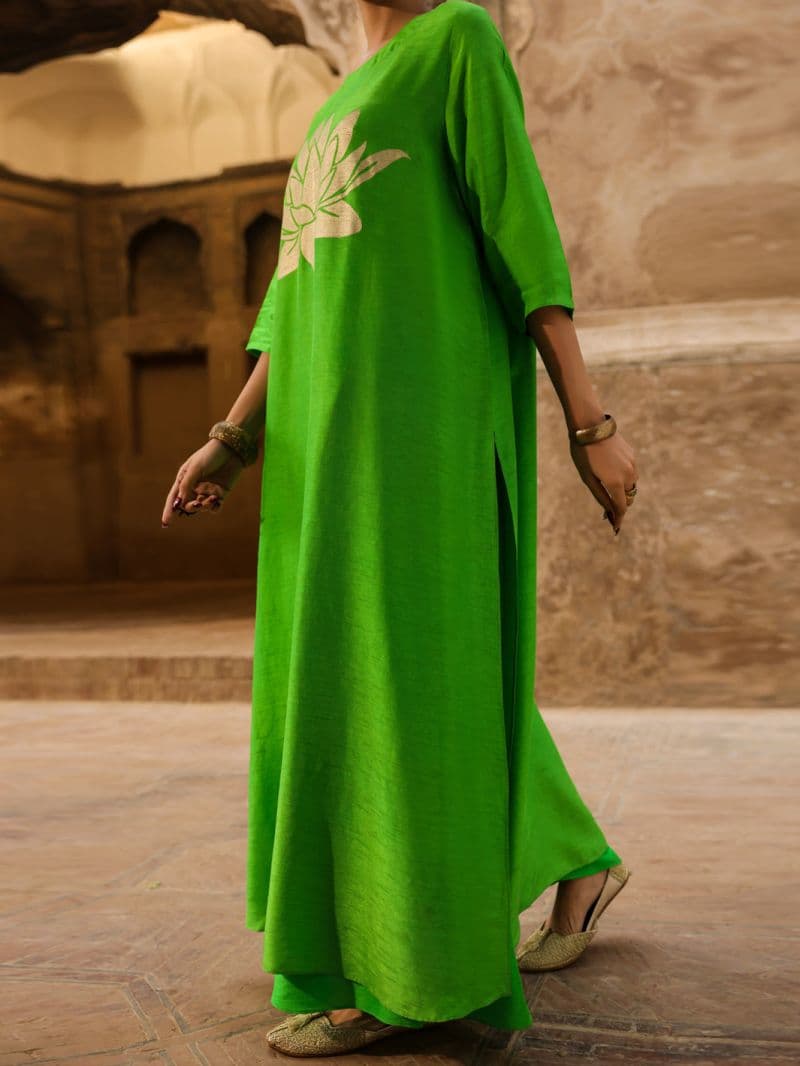 Neon Green Raw Silk Formal 2Pc Stitched thumbnail