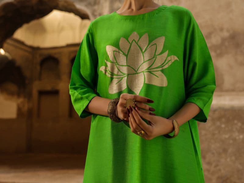 Neon Green Raw Silk Formal 2Pc Stitched thumbnail