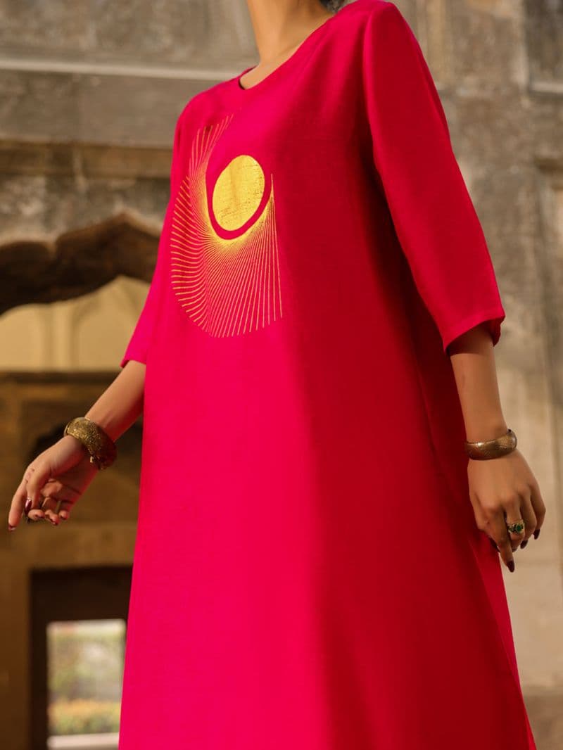 Fuchsia Raw Silk Formal 2Pc Stitched thumbnail