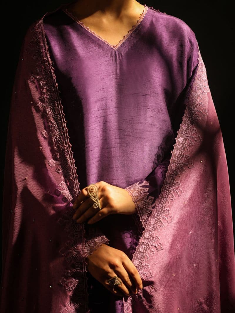 Purple Raw Silk Formal 3Pc Stitched thumbnail