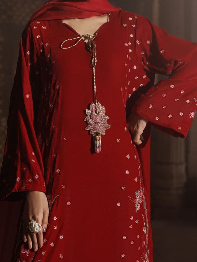 Red Velvet Formal 3Pc Stitched thumbnail