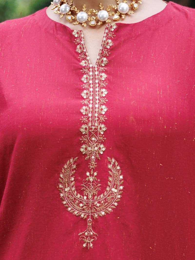 Maroon Flamint Zari Formal 3Pc Stitched