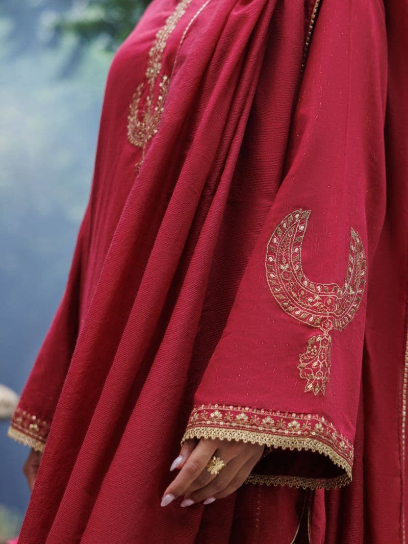 Maroon Flamint Zari Formal 3Pc Stitched