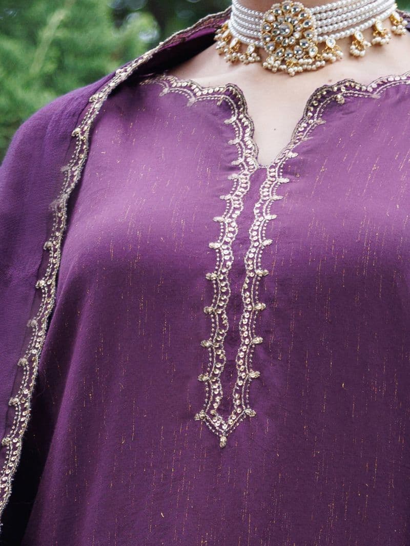 Purple Flamint Zari Formal 3Pc Stitched thumbnail