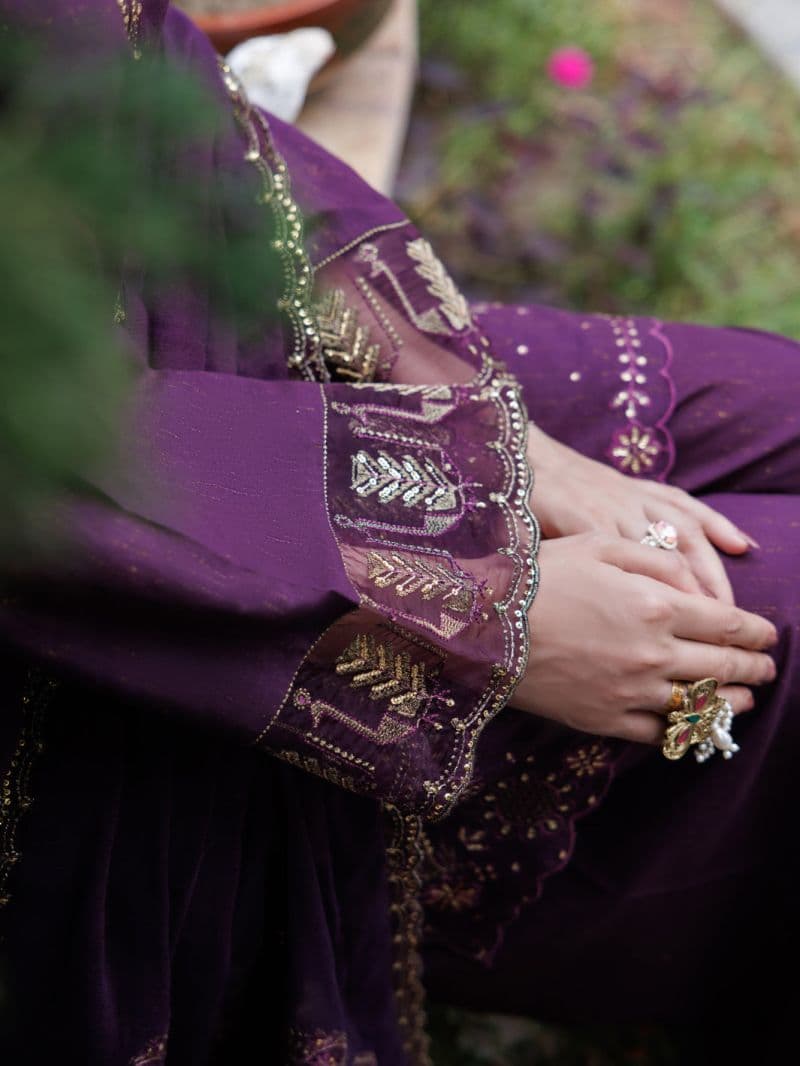 Purple Flamint Zari Formal 3Pc Stitched thumbnail