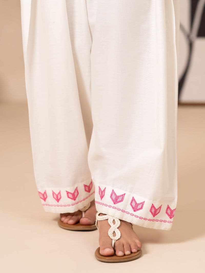 Off White Cotton Cambric Trouser thumbnail