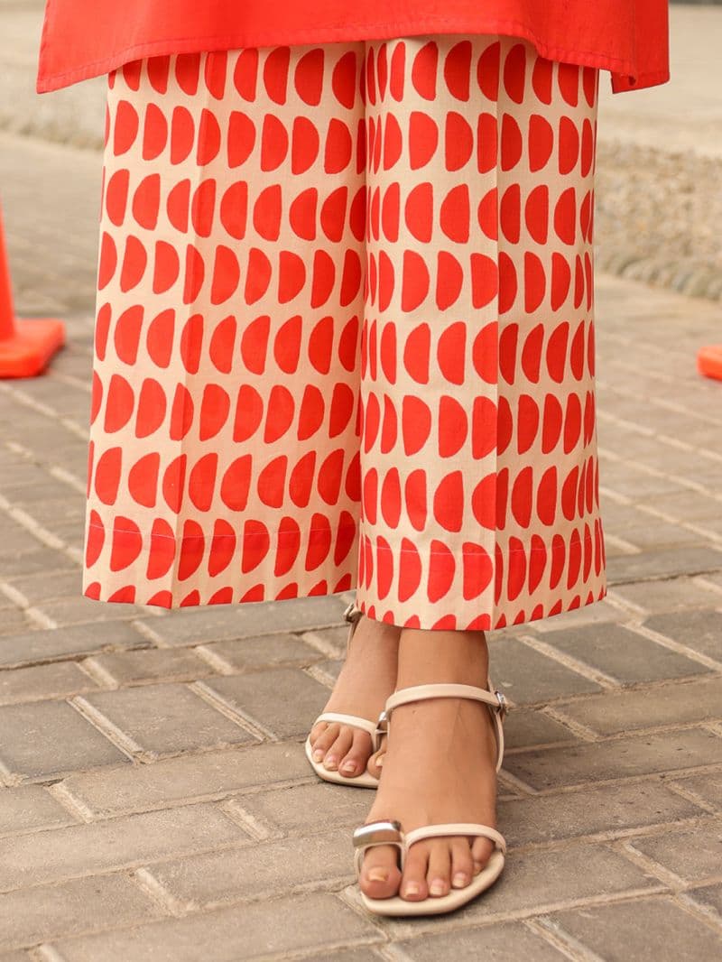 Red White Lawn Trousers