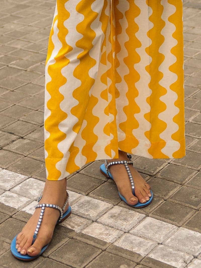 Yellow White Lawn Trousers thumbnail