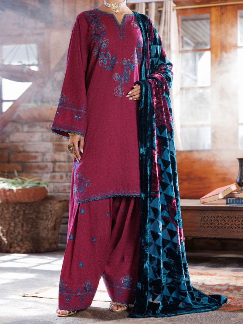 Purple Self Jacquard 3Pc Unstitched thumbnail