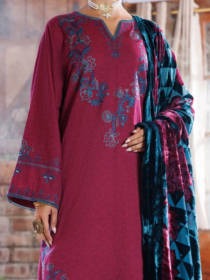 Purple Self Jacquard 3Pc Unstitched thumbnail