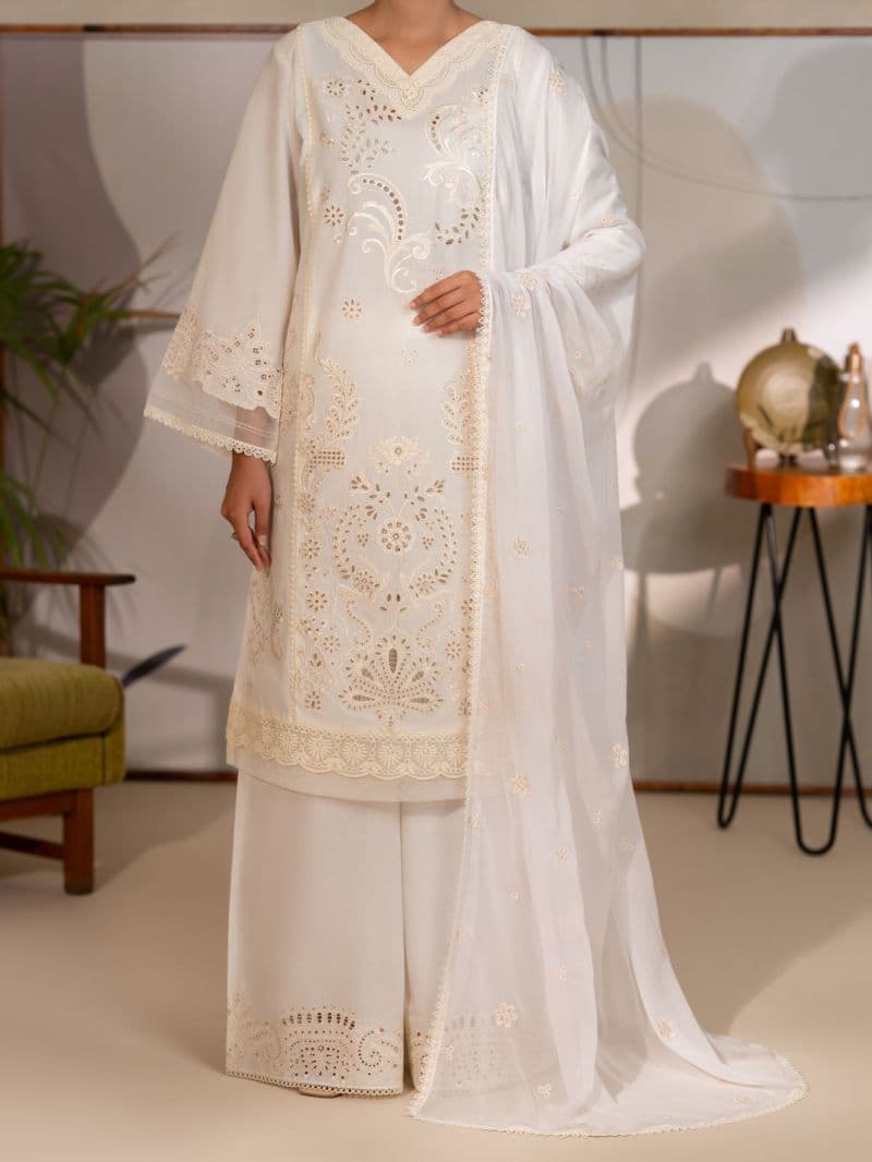Off White Lawn Unstitched 3Pc thumbnail