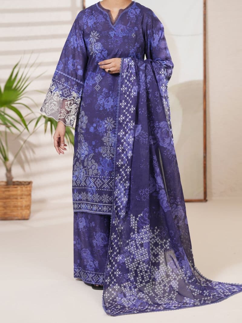 Blue Cambric Unstitched 3Pc thumbnail