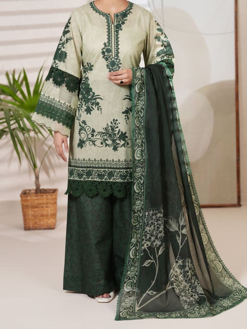 Green Cambric Unstitched 3Pc thumbnail