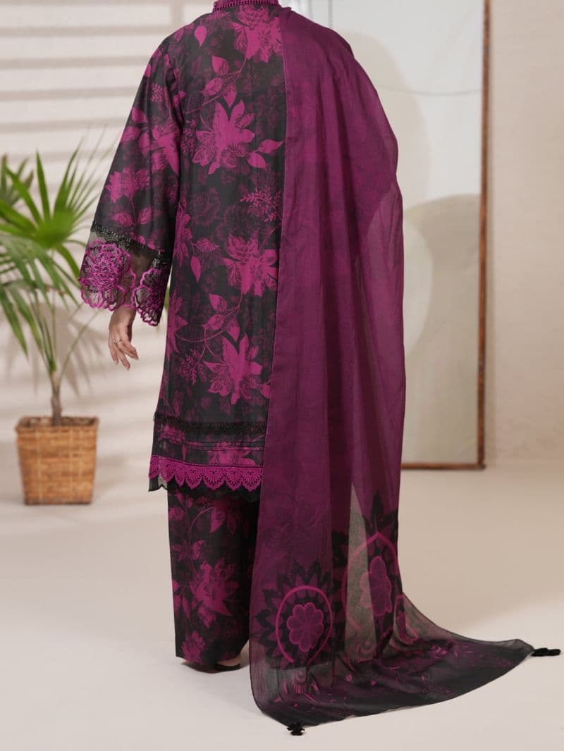 Magenta Cambric Unstitched 3 Piece