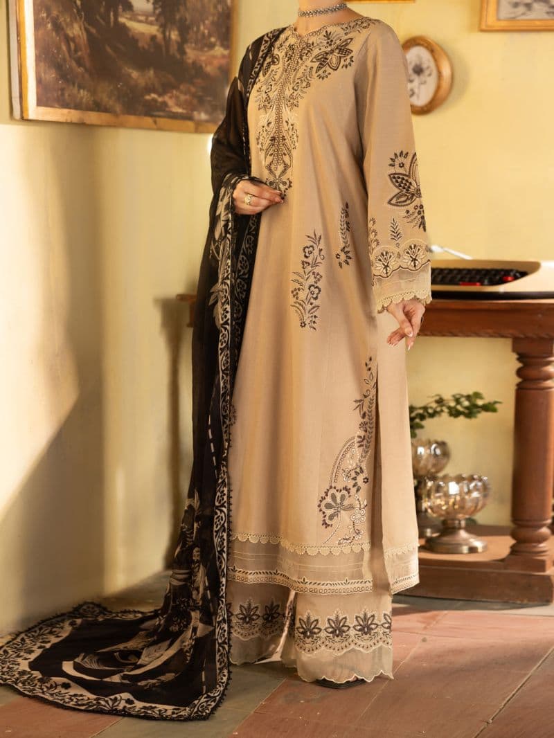 Beige Dyed Lawn Unstitched 3Pc thumbnail