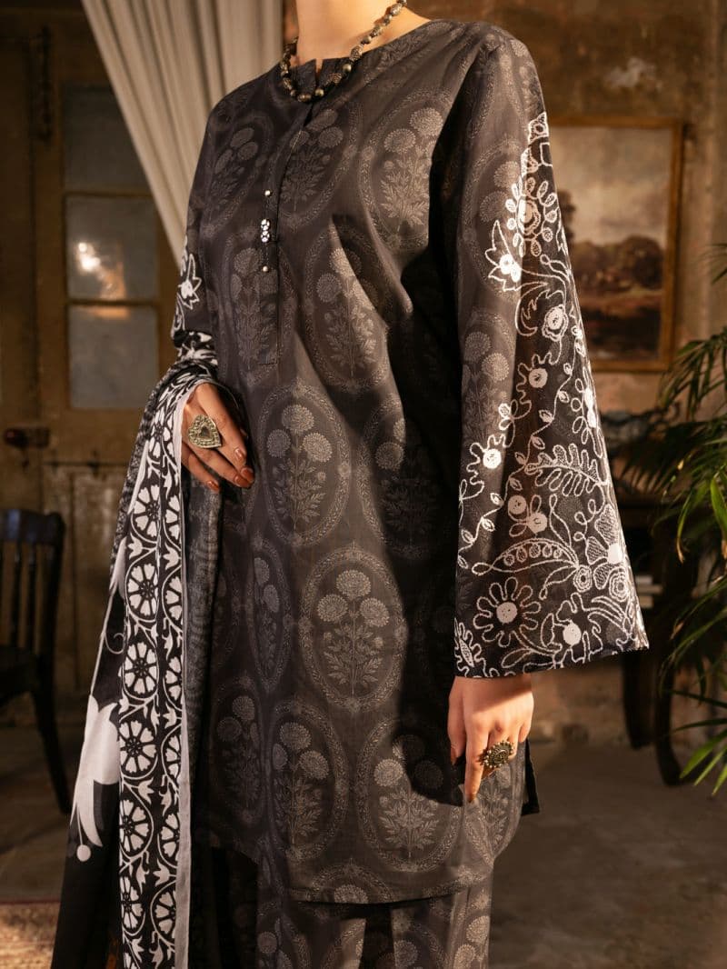 Charcoal Cotton Lawn Unstitched 3PC