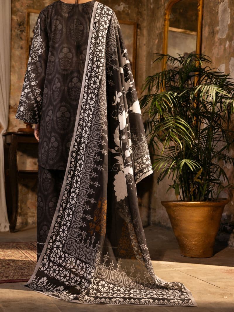Charcoal Cotton Lawn Unstitched 3PC