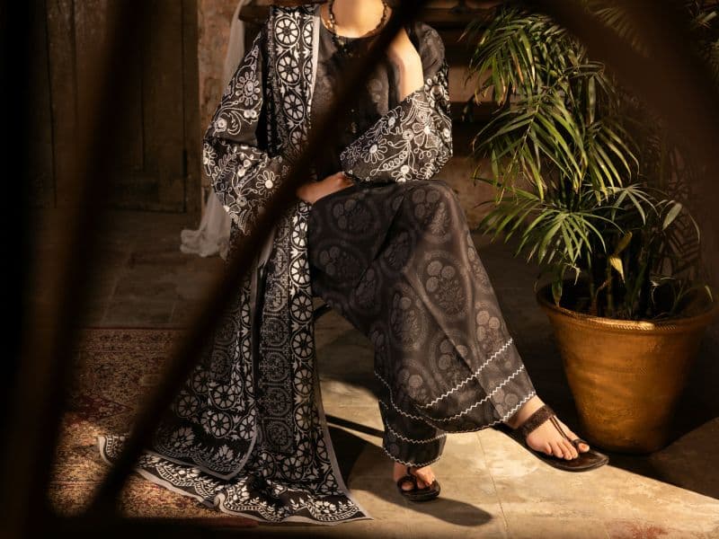 Charcoal Cotton Lawn Unstitched 3PC