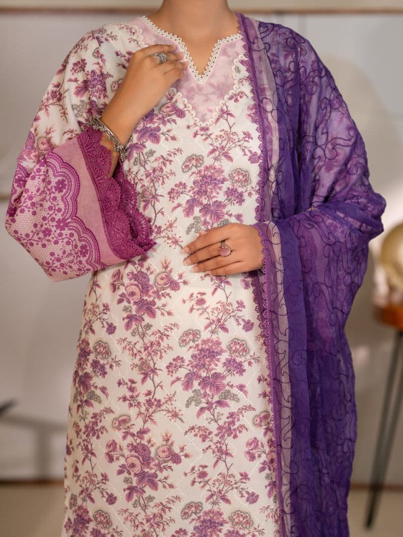Purple Silk Lawn Unstitched 3PC thumbnail