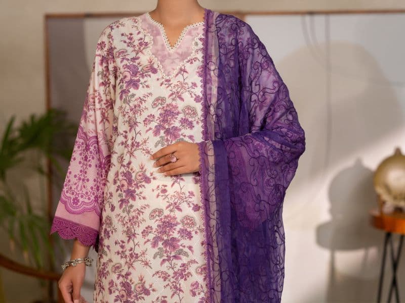 Purple Silk Lawn Unstitched 3PC thumbnail