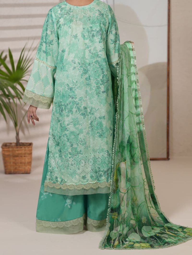 Green Silk Lawn Unstitched 3PC thumbnail