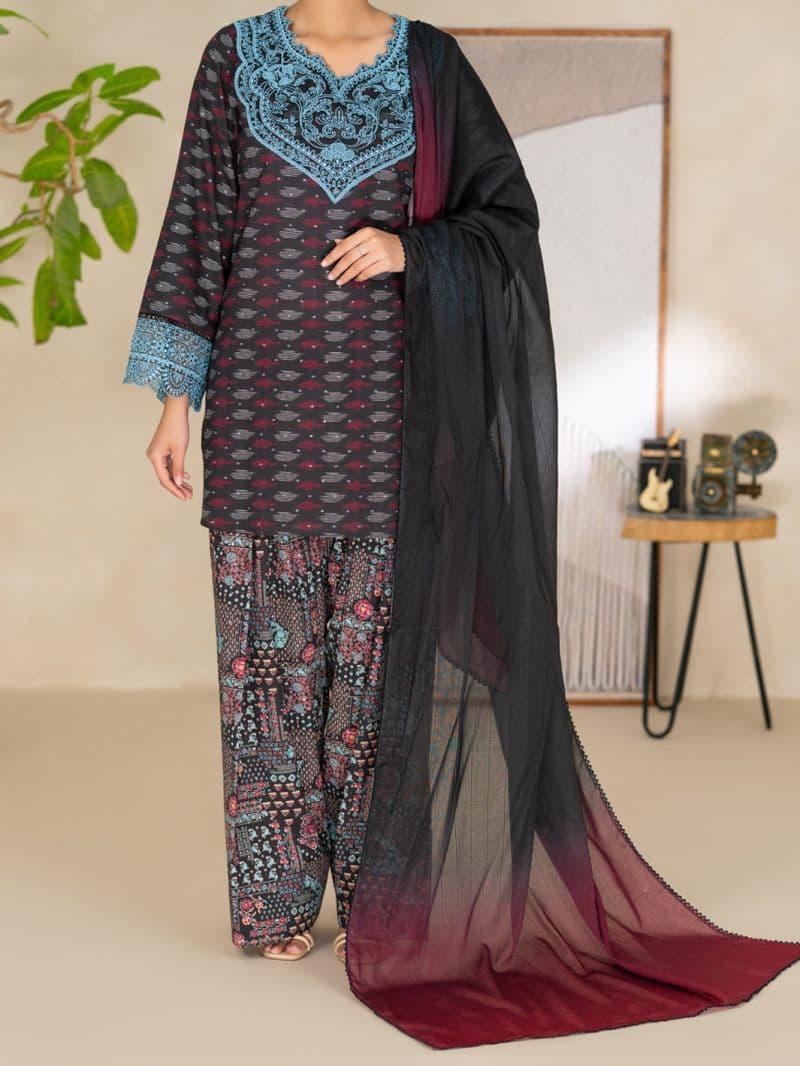 Black Dobby Unstitched 3PC