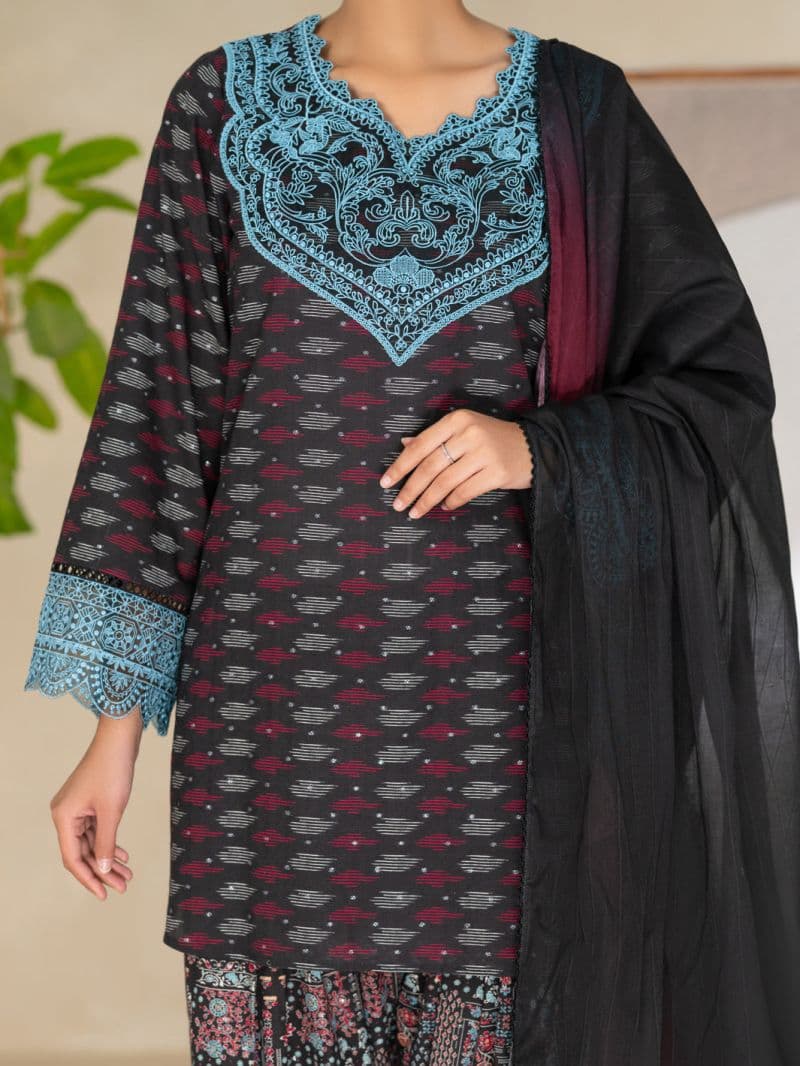 Black Dobby Unstitched 3PC