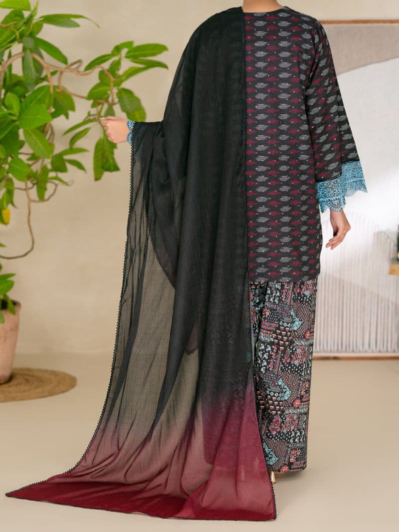 Black Dobby Unstitched 3PC